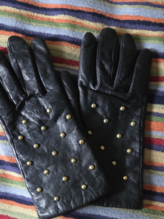 Source Unknown Accessories - Source Unknown Black Leather Gloves with Gold Studs